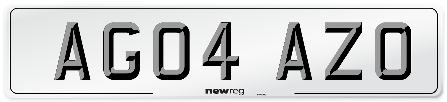 AG04 AZO Number Plate from New Reg
